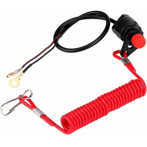 1 interrupteur d'arrêt moteur hors-bord 12 V, étanche avec cordon de sécurité, compatible tondeuse et véhicule tout-terrain (1/5)
