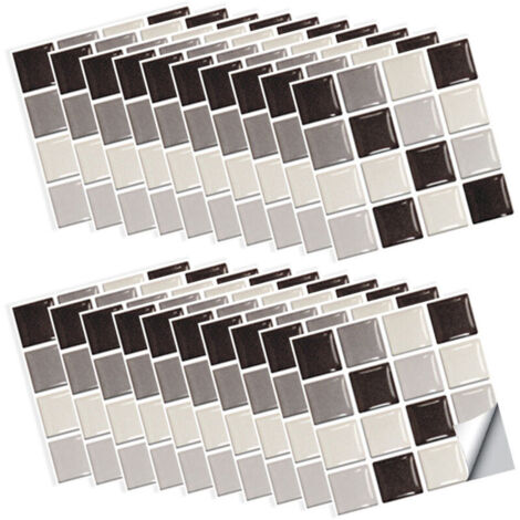 30 pièces de carreaux muraux adhésifs pour salle de bain, style mosaïque, 10 x 10 cm