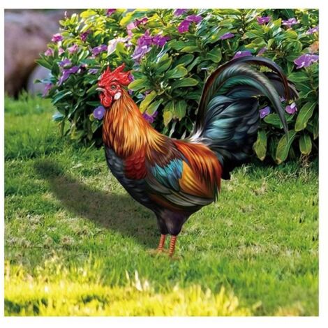 Figurine Coq de Décoration - Ornements Jardin - Acrylique - Imperméable - Durable - Décor Extérieur