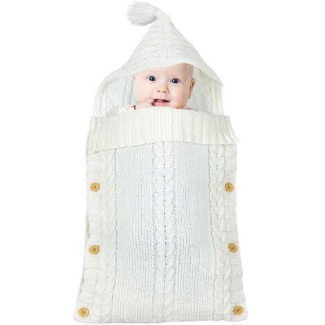 Couverture enveloppe tricotée pour bébé, intérieur polaire chaud
