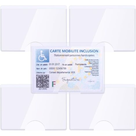Lot de 4 Porte-Cartes Handicapé 6x9cm, Étui Transparent, pour Pare-Brise, Stationnement