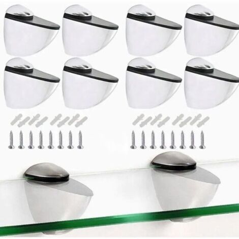 Support D'étagère en Verre Réglable, 8 Pièces Support Etagere Verre, Pince Verre Réglables en Alliage de Zinc pour Étagère en Bois/Verre de 3 à 14 mm Épaisseur (1/5)