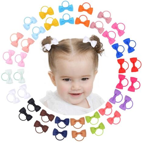 Lot de 40 mini nœuds élastiques pour cheveux de 5 cm pour petites filles, accessoires pour enfants, tout-petits et nourrissons (1/5)