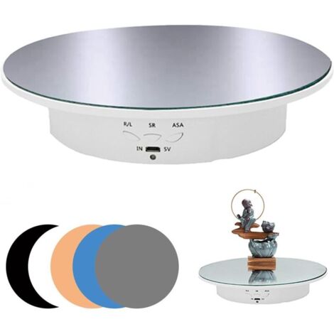 Plateau tournant motorisé 90-180-360 degrés, charge 8 kg, diamètre 20 cm (blanc)
