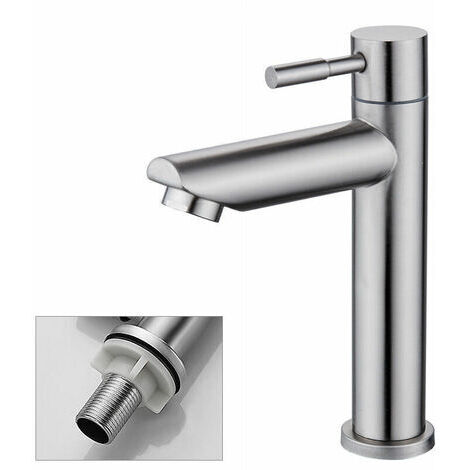 Robinet d'eau froide simple de lavabo – Acier inoxydable 304 – Installation facile – Pour salle de bains et WC invités – Mowze (1/3)