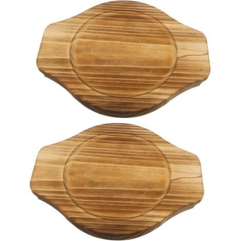 2 pièces dessous de plat en bois robuste, support stable pour casseroles et poêles (1/4)