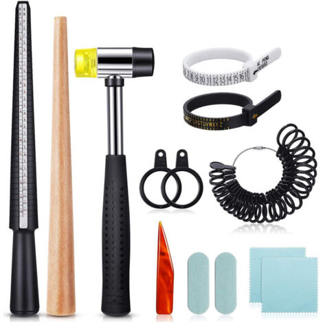 Outils de fabrication de bagues UK Baguier avec mandrin Maillet en caoutchouc Réparation Mesure de bagues (1/5)