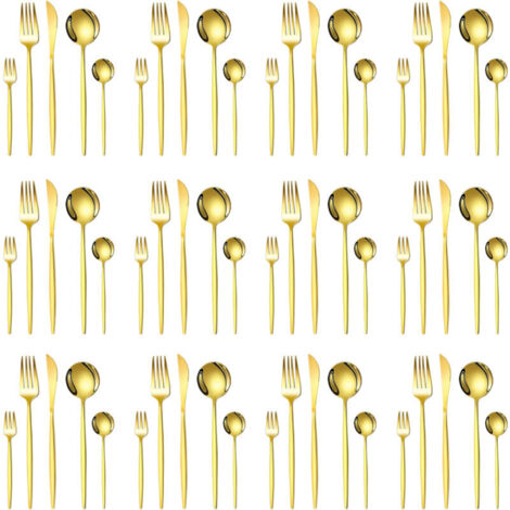 Basetbl – Ménagère 60 pièces en acier inoxydable poli miroir – Service pour 12 personnes – Poignée ergonomique – Coffret cadeau élégant