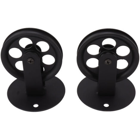 Roues de poulie industrielles noires, 2 pièces, pour lampe suspendue de grange à brancher, montage mural Vintage au plafond, poulies de remorquage de levage, noires (1/5)