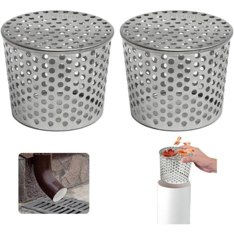 Filtres De Gouttière en Acier Inoxydable, Lot de 2 Crapaudine de Gouttière 83-100mm, Filtre Gouttière À Mailles, Grille Protection Gouttiere Anti Feuille, Filtre de Gouttière pour Éviter les Blocages