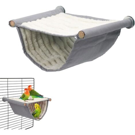 Hamac D'oiseau Tente à Suspendre,Cage de Nid D'oiseau Jouet,Chaud Bird Nest Maison Refuge,Cage à Oiseaux Accessoires, pour Petits Animaux de Compagnie Perroquet Hamsters Pigeon, Gris