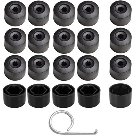 20pcs Couvre-Boulons de Capuchon d'écrou de Roue 17mm Couvre-écrous de Pneu Hexagonaux (4pcs Capuchon de Boulon de Verrouillage Antivol+16pcs Capuchon Normal) avec Outil de Retrait