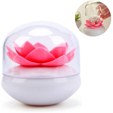 Boîte de rangement pour cotons-tiges en forme de lotus, rangement cosmétique, boîte à cure-dents, décoration de salle de bain (1/4)