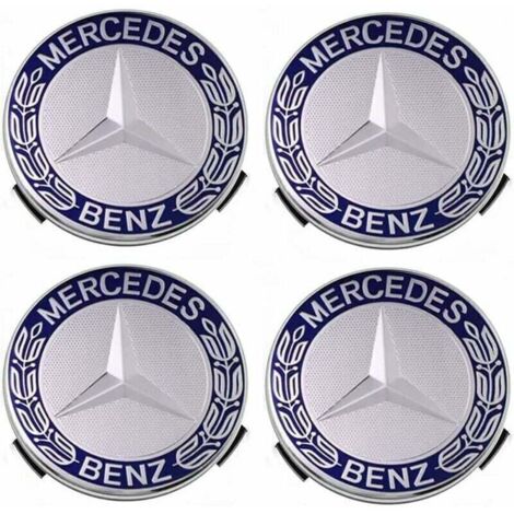 Basetbl – Lot de 4 cache-moyeux 75 mm compatibles Mercedes Benz – Plastique ABS résistant – Installation facile – Améliore l'esthétique de votre véhicule