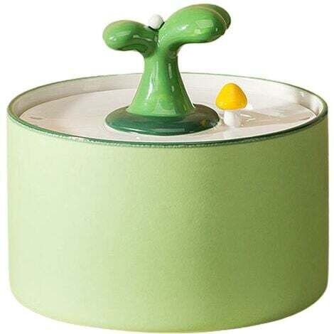 Distributeur d'Eau en Céramique pour Chat, Fontaine Automatique Silencieuse, Mobile et Verte (1/4)
