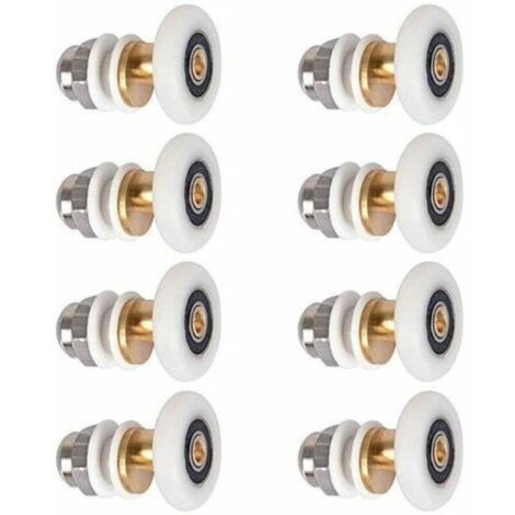 8x Galet Rouleau pour Porte de Douche Coulissante, 19 mm, Nylon Résistant à l'Usure, Convient Portes Verre 12-14 mm