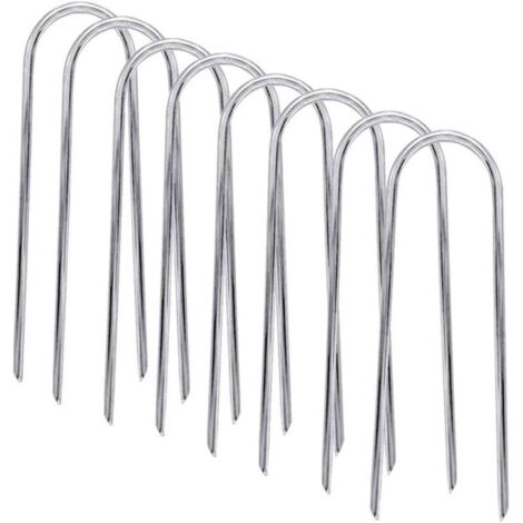 Piquets anti-vent U acier galvanisé, pointus, ancrage sol, tente camping but jardin (1/4)