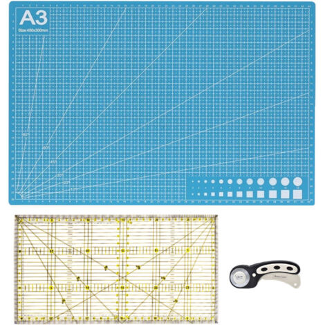 Ensemble de machine de découpe de tissu rotative de 45 mm avec tapis de découpe A3, rouleaux rotatifs et lames de coupe, tiges multifonctions, petites pinces20 (1/5)