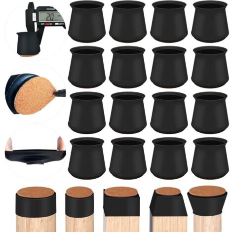 Protection Pied de Chaise, 16pcs Silicone épaissis Embout de Chaise avec Coussinets en Feutre, Rond/Carré Protege Pied de Chaise pour Pieds de Chaise et de Table (1/4)