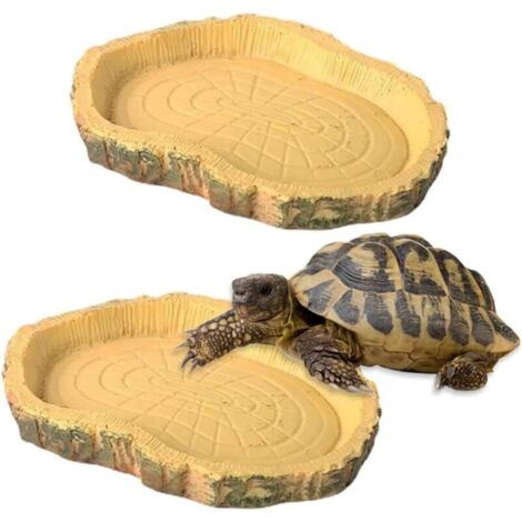 2 Pièces Gamelle Tortue Terrestre, Abreuvoir Tortue Terrestre，Bols à Eau pour Reptiles ，Abreuvoir Tortue Terrestre，Convient Aux Reptiles Et Amphibiens, LéZards, Grenouilles, Geckos, Tortues, Etc