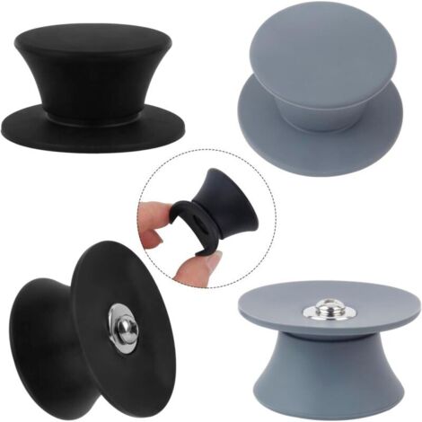 Lot de 4 poignées de couvercle de casserole - Boutons de rechange - En silicone - Pour couvercle en verre avec trou