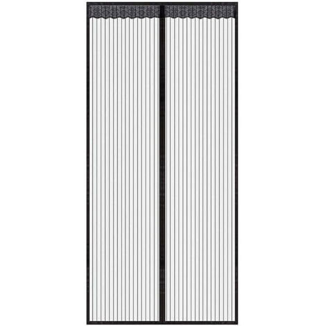 1 rideau de porte magnétique, noir polyester 120x210 cm, anti-moustiques et mouches, pour fenêtres et entrées domestiques (1/5)
