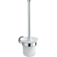 Wenko – Brosse WC murale en inox brillant – Support en verre dépoli – Fixation sans perçage – Installation rapide – Garantie 10 ans