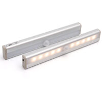 Lampe Detecteur De Mouvement Interieur, Lot De 2 Lampe 10 LED Sans Fil, Lampe Rechargeable USB Détecteurs De Mouvement Avec Magnétisme, Pour Armoires, Escaliers, Couloirs, Garages