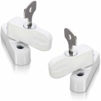 Bloqueurs de porte et de serrures de fenêtre pour portes, fenêtres en PVC et pour portes françaises, bloqueurs de châssis pour portes et fenêtres à double vitrage (Lot de 2, blanc)