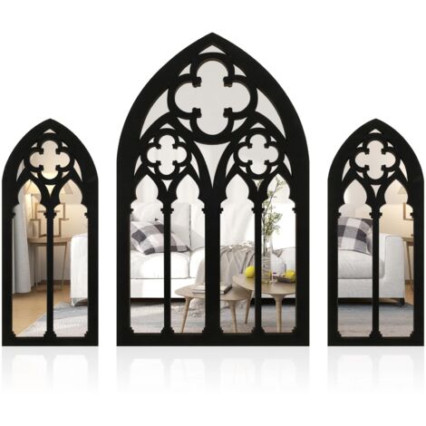 3pcs fenêtre jardin miroir mural monté arcé cadre extérieur décor intérieur (1/5)