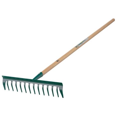 Leborgne – Râteau 14 dents courbes manche bois 150 cm – Acier trempé pour sols lourds – Ergonomique et durable – Certifié PEFC