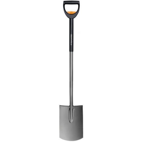 Fiskars Bêche télescopique à bord rond pour sol meuble et peu caillouteux, Longueur: 105-125 cm, Acier au bore haute qualité, Noir/Argenté, SmartFit, 1000620