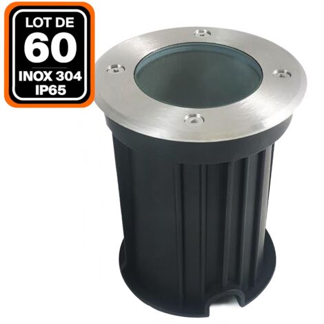 Lot 60 Spots Encastrable de Sol Rond Inox 304 Exterieur IP65 GU10