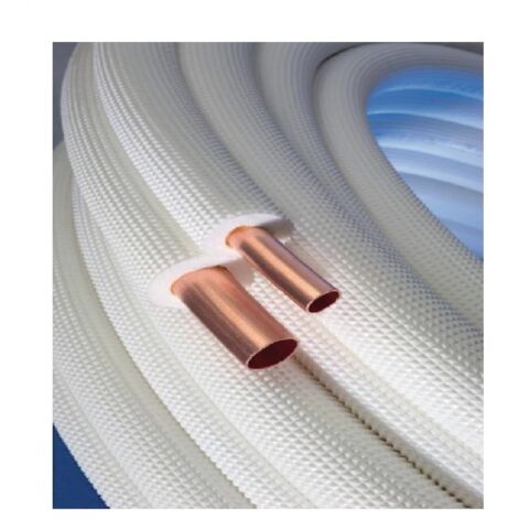 Rodrigas – Liaison frigorifique cuivre bi-tube nue 10 mètres – Raccords 1/4 et 3/8 – Épaisseur 0,80 mm – Compatible R22, R407C, R410A, R507A