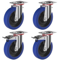 2Gt Roues Et Roulettes – Roulettes pivotantes à frein caoutchouc 100 mm – Lot de 4 – Charge 540 kg – Bandage super élastique EASYROLL® – Pour sols variés