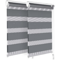 Vounot – Lot de 2 stores enrouleurs jour-nuit 50x150cm – Montage sans perçage – Tissu 100% polyester – Résistant à l'humidité