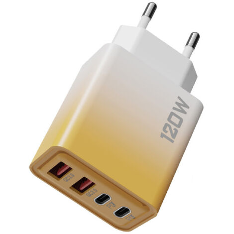 Chargeur à plusieurs niveaux de 120 W, 4 ports (2 ports PD + 2 ports USB-C), lot de 1 (1/3)