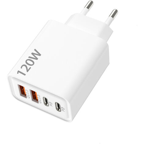Chargeur rapide 120W PD 4 ports USB Type-C – EU, multiport, blanc (1/4)