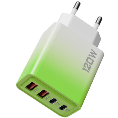 Chargeur à plusieurs niveaux de 120 W, 4 ports (2 ports PD + 2 ports USB-C), lot de 1 (1/3)