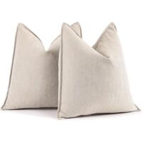 Housse de Coussin Beige Lot de 2 Housse Coussin en Chenille Coussin Canape pour canapé au Design élégant, Coussins Décoratifs