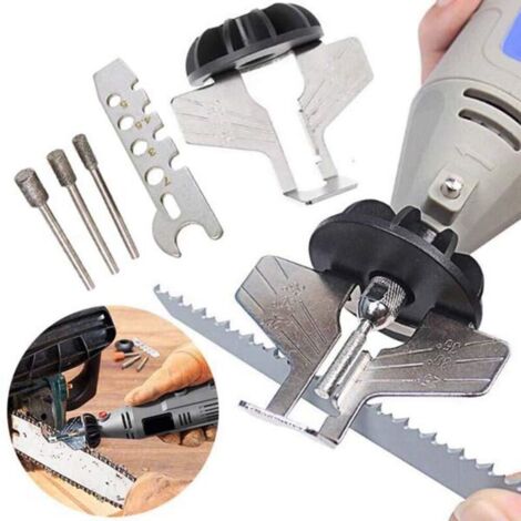 Affûteuse de tronçonneuse - Kit d'affûtage de tronçonneuse, affûteuse électrique, affûteuse dentelée, kit d'accessoires de polissage, perceuse à chaîne