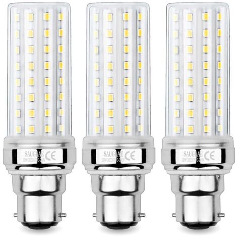20W LED Corn Bulbs, 150W Incandescent Equivalent, 2300lm, 3000K Warm White, B22 Bayonet Bulbs, 3 Pack (1/4)