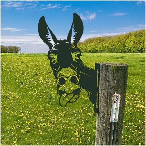 Ornements de jardin en métal en forme d'âne pour clôtures Décorations extérieures Maison Âne Animaux Décoration de jardin Sculptures Silhouettes en fonte rouillée Arbre Cour Art mural (1/5)