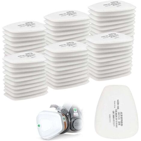 Lot de 60 filtres en coton 3M pour masque facial complet, filtre d'insertion CN 5n11, pour filtres 6000, 6200, 6800, 7501, 7502 et FF402 (blancs)