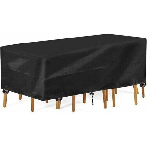 Bache Table Jardin, Rectangulaire Housse Table de Jardin Imperméable, Anti-UV, 210D Oxford Tissu Housse de Table Chaise Meubles de Jardin Extérieure (213x132x74cm) (1/4)