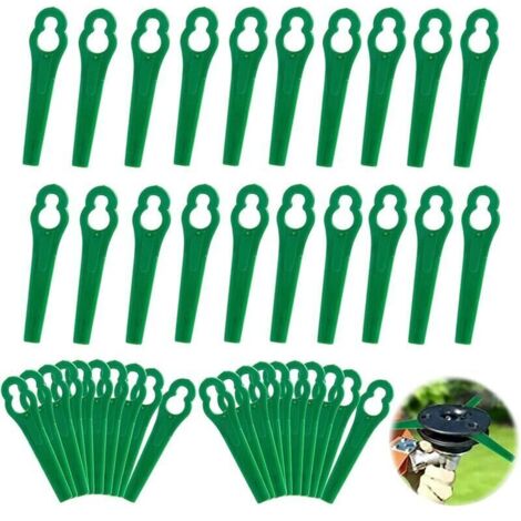 Promotion 100pcs Lames en Plastique de Rechange pour Coupe Bordure Lame de Tondeuse à Gazon Lames pour Débroussailleuse sans Fil Lames de Coupe de Remplacement pour Jardin Pelouse (L83 Verte 10×5mm)-- (1/5)