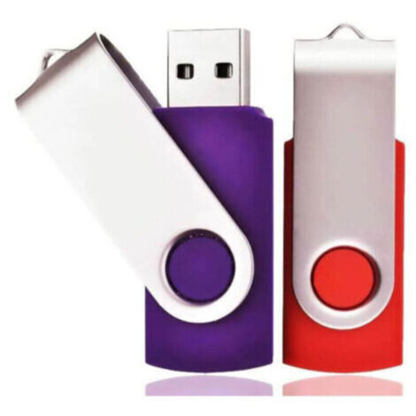 Lot de 2 Clé USB 32 Go USB 2.0 Mémoire Flash Drive Clef USB Pivotantes avec Cordes Bon Cadeau pour Enfant Parents et Amis (32G, Rouge/Violet),-- (1/4)