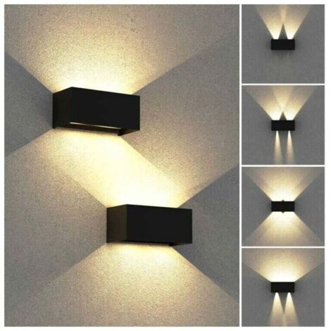 Applique murale intérieure/exterieure led 24W,Avec Angle de Faisceau Réglable Etanches IP65 eclairage exterieur led,3000K Blanc Chaud Noir , 2 unité (1/5)