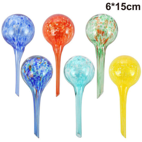 Boule d'arrosage colorée Arrosage de fleurs à partir d'un bras d'arrosage en verre Boules d'arrosage Petit pot de fleurs à arrosage automatique 6x15cm pour plantes en pot-- (1/5)