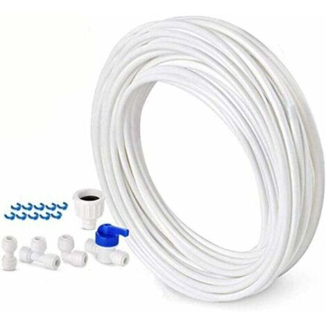 Tuyau d'alimentation en eau 10 m – Kit de connexion pour réfrigérateur double porte – 6,3 mm de diamètre – Raccords rapides pour installation facile (1/5)